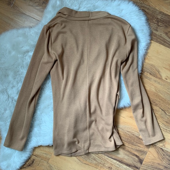 1. State X Jaime Shrayber Camel Surplice Knit Top - Picture 4 of 7